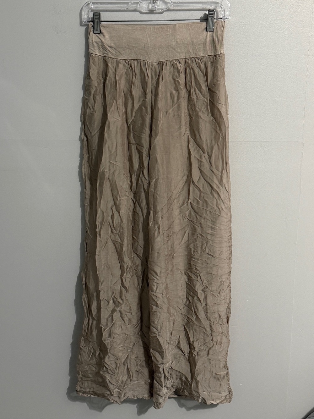 Womens Pants Medium Made In Italy Silk Blend Wide Leg Pull On Boho Stretch Waist